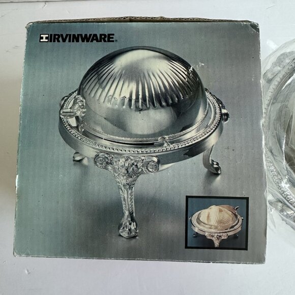 VTG NIOB IRVINWARE 1980s Chromeware Covered Butter Dish Glass Insert Retro 22780 - Picture 2 of 15